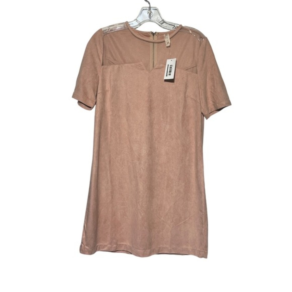 My Together Blush Boho Pink Faux Suede Fringe‎ Back Mini Dress Size M